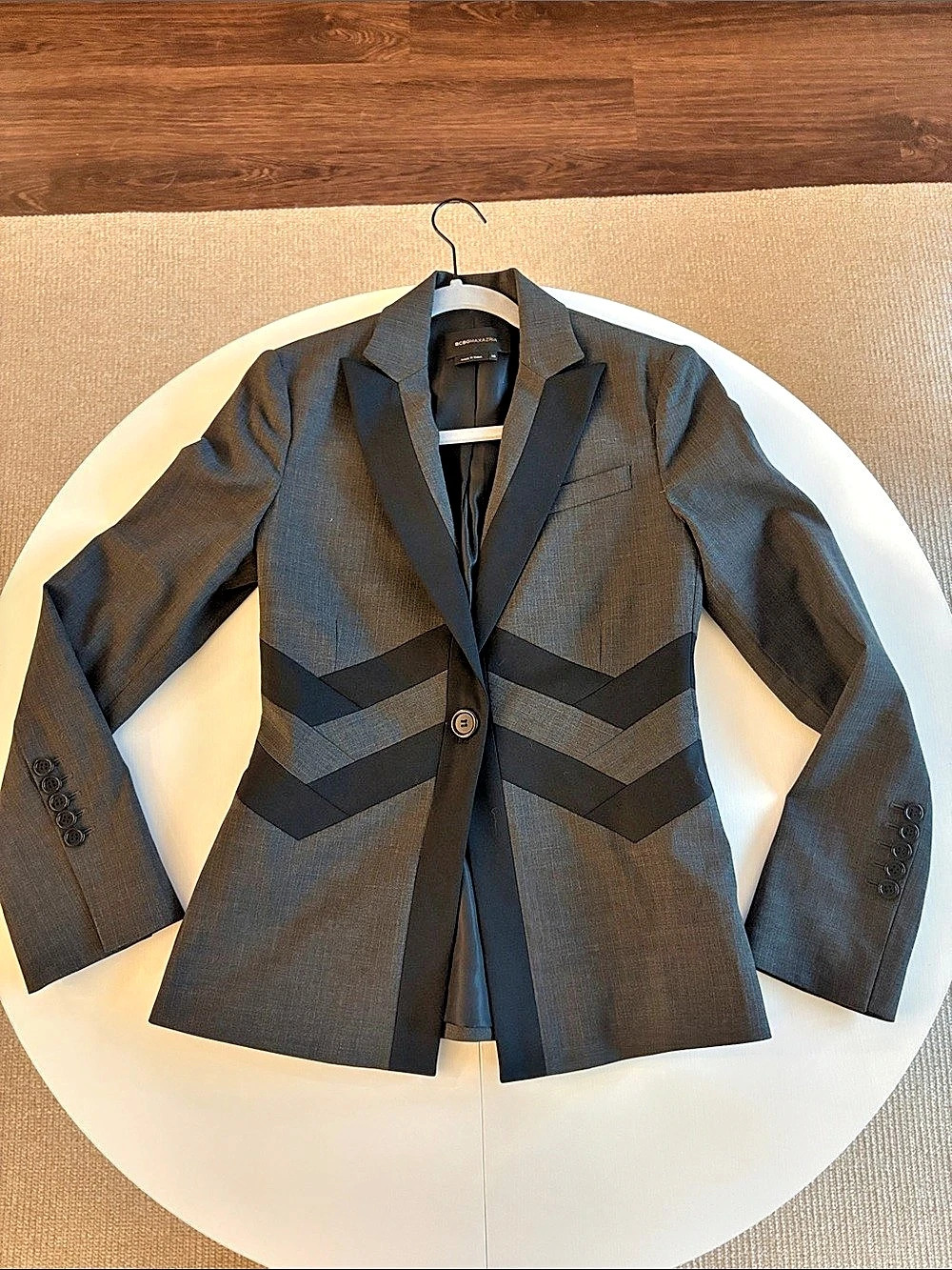 BCBGMAXAZRIA Bowie Tuxedo Blazer Gray & Black